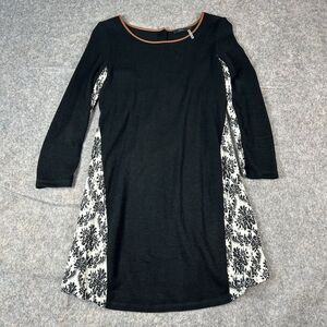 THML Dress Womens Small Mixed Media Black Long Sleeve A Line Casual